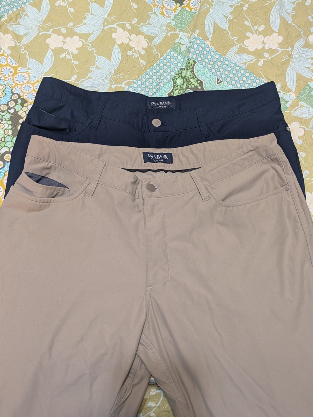Jos A Bank Men's Traveler Pants Slim Fit - Khaki and Navy (2 pair bundle) 34x29
